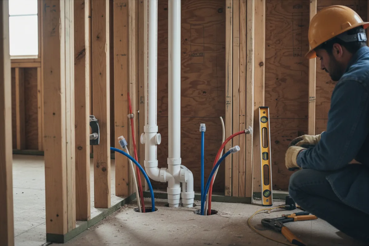Drain and supply rough-in during Sump Pump Repair in Cataldo